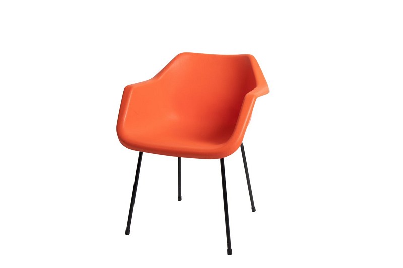 Polyprop Waiting Room Chair in Orange with Black Legs 